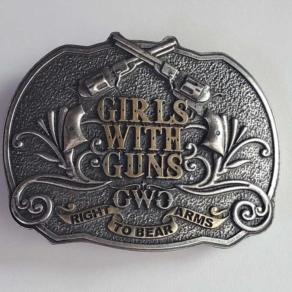 Montana Silversmiths Girls With Guns Right To Bear Arms Belt Buckle GWG Silver